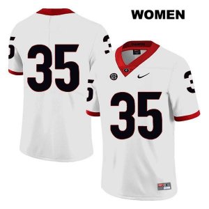 Women's Georgia Bulldogs NCAA #35 Brian Herrien Nike Stitched White Legend Authentic No Name College Football Jersey HPR0054BN